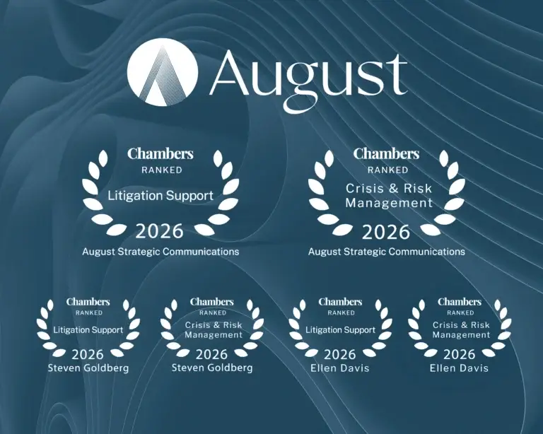 August Named in Chambers and Partners’ 2026 Guides for Excellence in Crisis and Litigation Communications Support