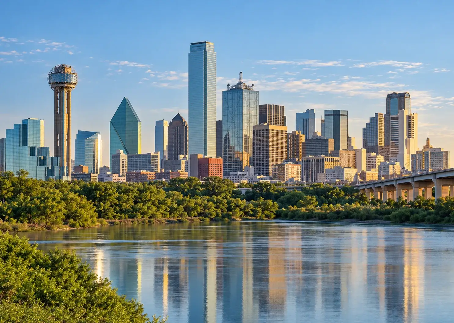 Downtown Dallas skyline across the river