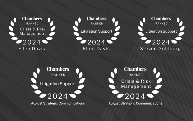 August Recognized in Chambers and Partners’ 2024 Guides for Excellence in Litigation and Crisis Communications