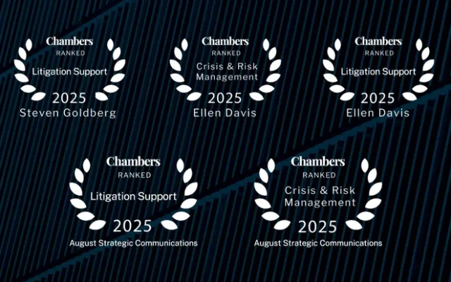 August Recognized in Chambers and Partners’ 2025 Guides for Excellence in Litigation and Crisis Communications