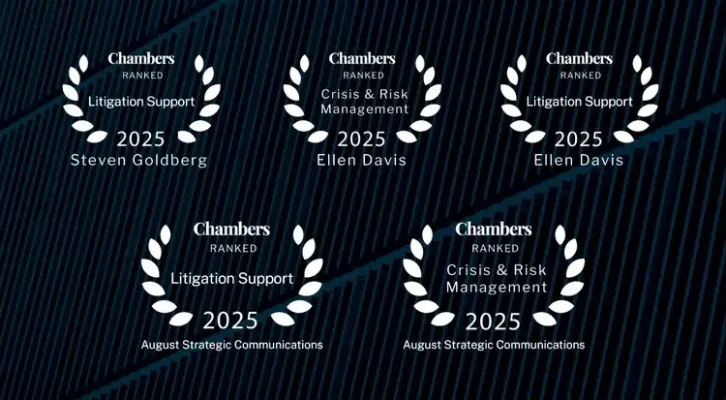 August Recognized in Chambers and Partners’ 2025 Guides for Excellence in Litigation and Crisis Communications