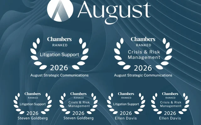 August Named in Chambers and Partners’ 2026 Guides for Excellence in Crisis and Litigation Communications Support